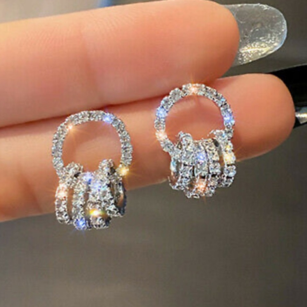 NEW 925 Sterling silver diamond stone earrings